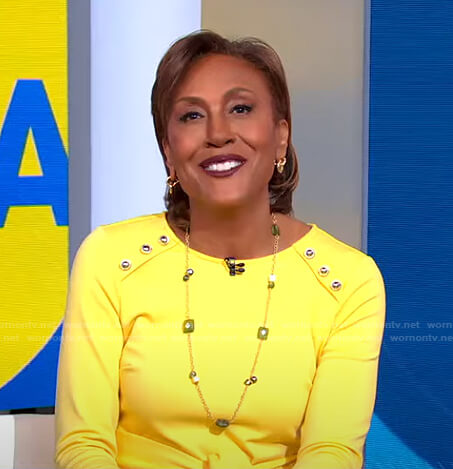 Robin’s yellow button detail dress on Good Morning America