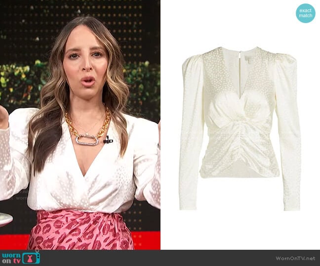 Astor Puff-Sleeve Top by Ronny Kobo worn by Lilliana Vazquez on E! News