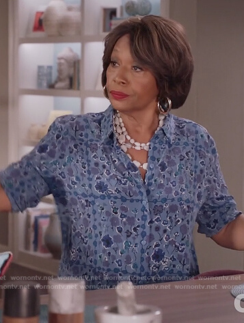Ruby’s blue floral blouse on Black-ish