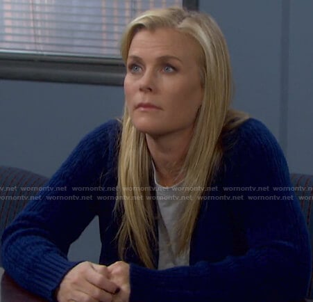 Sami's blue cable knit cardigan on Days of our Lives