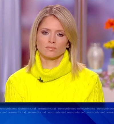 Sara’s neon yellow knit sweater on The View