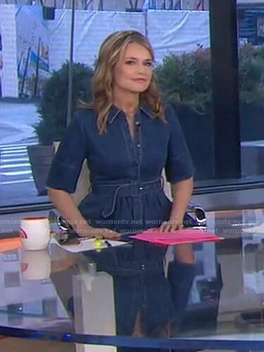 WornOnTV: Savannah’s belted denim dress on Today | Savannah Guthrie ...