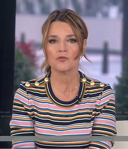 Savannah’s striped button-shoulder top on Today