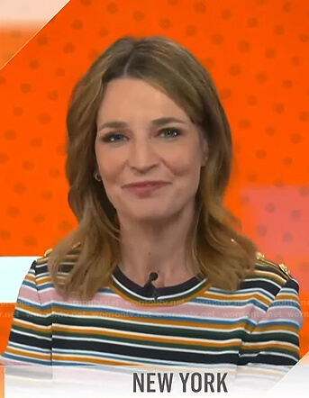 Savannah’s striped button-shoulder top on Today