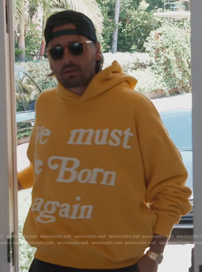 Scott’s yellow born again hoodie on Keeping Up with the Kardashians