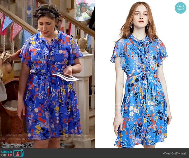 Shoshanna Rylee Dress in Light Cobalt worn by Kat Silver (Mayim Bialik) on Call Me Kat