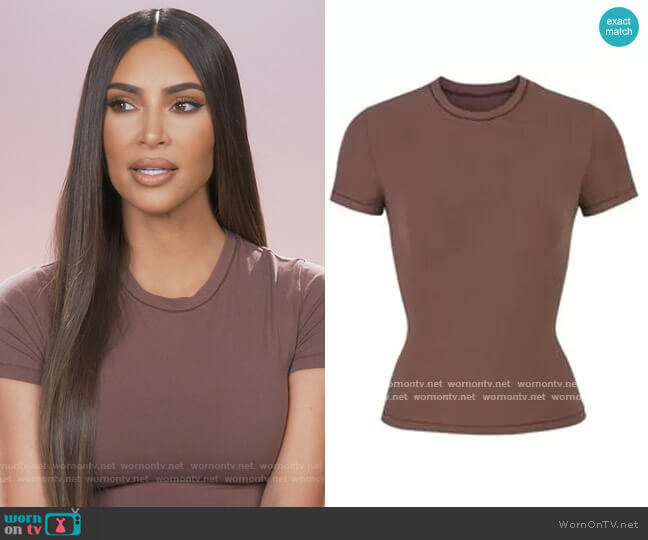 Stretch Cotton Tee by Skims worn by Kim Kardashian  on Keeping Up with the Kardashians