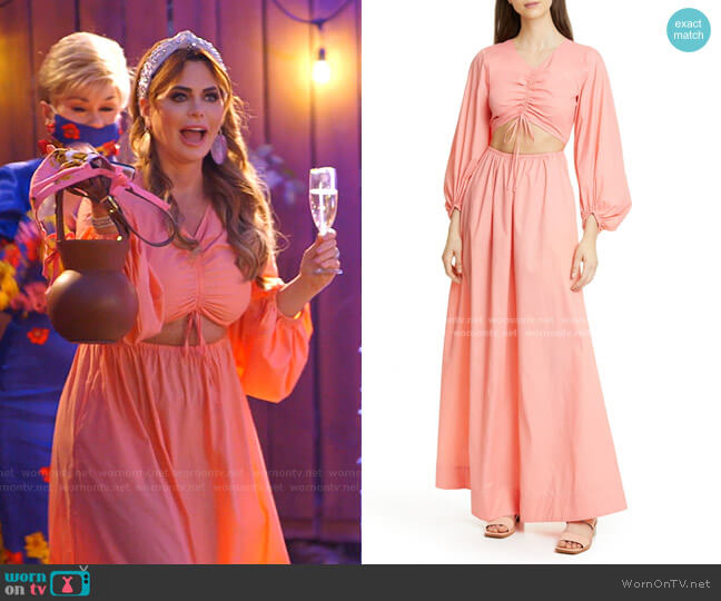 Tangier Cutout Long Sleeve Nylon Maxi Dress by Staud worn by D’Andra Simmons on The Real Housewives of Dallas