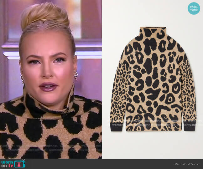 Leopard-intarsia knitted sweater by Stella McCartney worn by Meghan McCain on The View