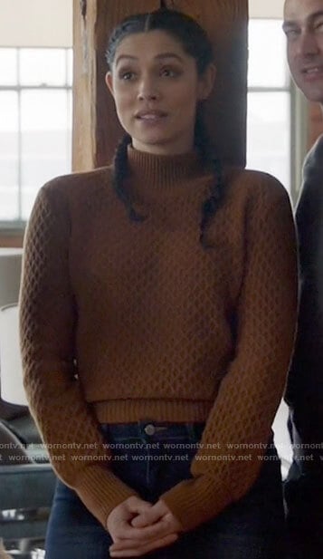 Stella’s brown textured sweater on Chicago Fire