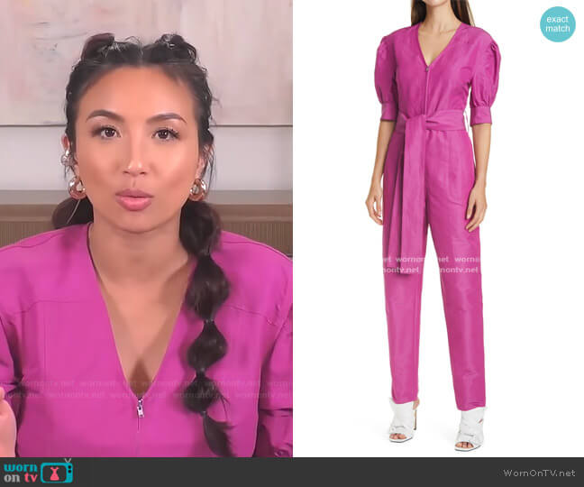 Becca Puff Sleeve Jumpsuit by Tanya Taylor worn by Jeannie Mai  on The Real