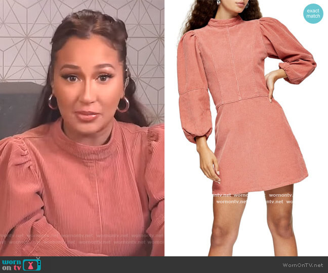 Long Sleeve Corduroy Babydoll Minidress by Topshop worn by Adrienne Houghton  on The Real