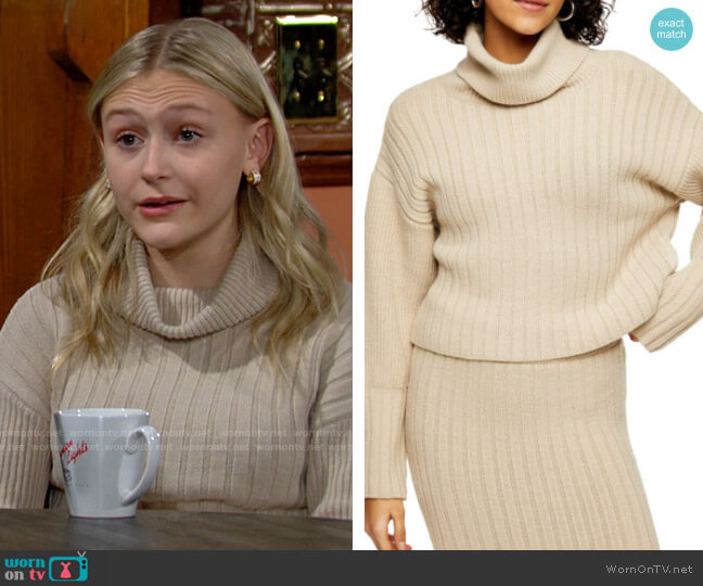 Topshop Turn Back Crop Turtleneck Sweater worn by Faith Newman (Alyvia Alyn Lind) on The Young & the Restless