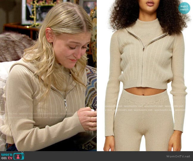 Topshop Rib Crop Hoodie worn by Faith Newman (Alyvia Alyn Lind) on The Young and the Restless