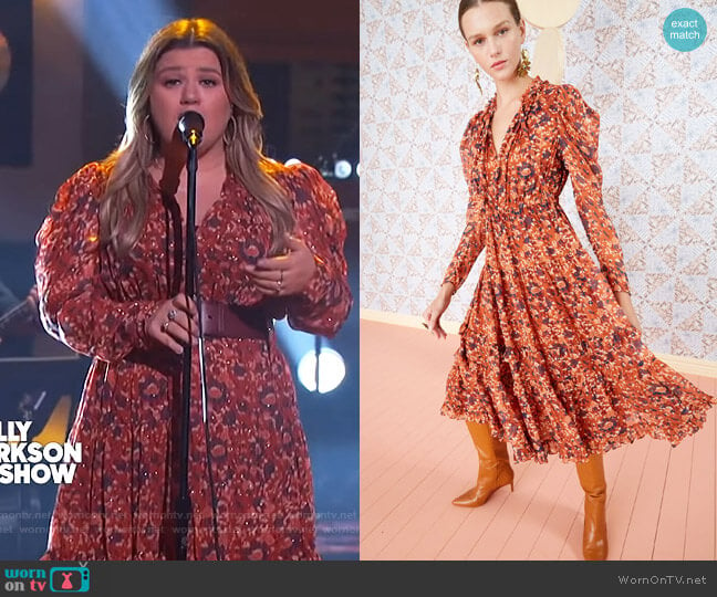 WornOnTV: Kelly’s floral metallic midi dress on The Kelly Clarkson Show ...