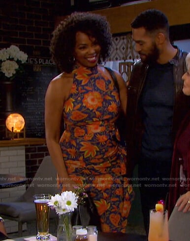 Valerie’s blue and orange floral dress on Days of our Lives