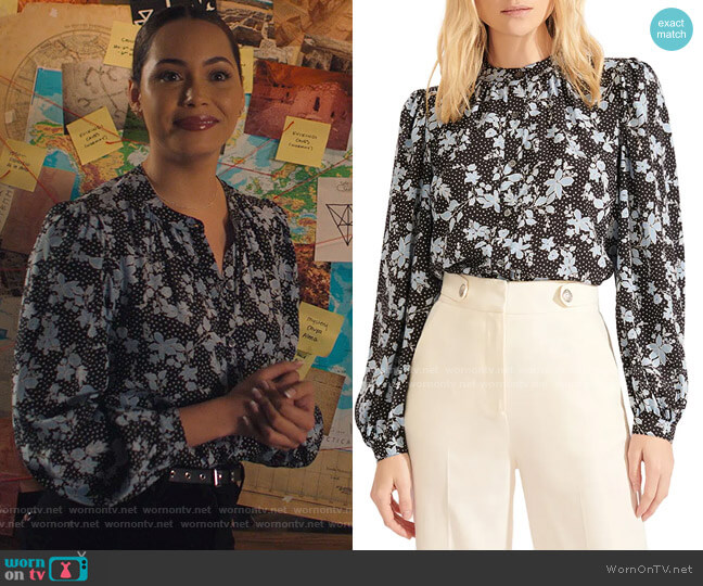WornOnTV: Macy’s black and blue floral blouse on Charmed | Madeleine ...