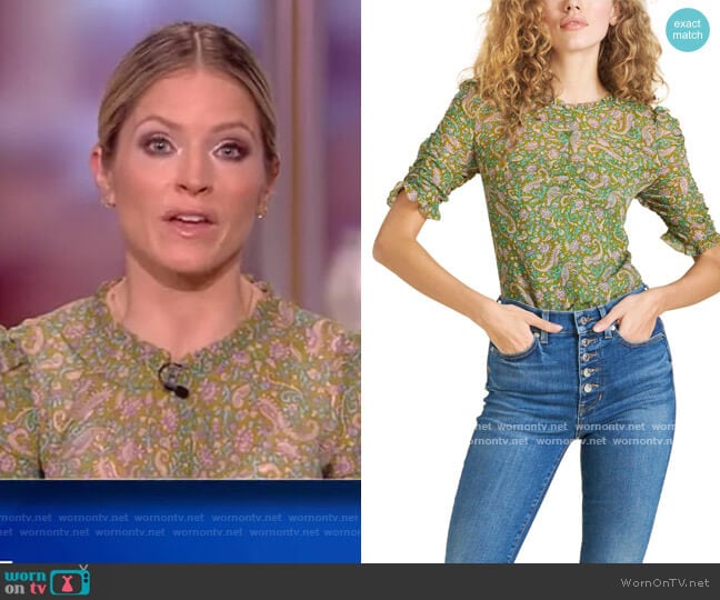 Natuka Paisley Blouse by Veronica Beard worn by Sara Haines on The View