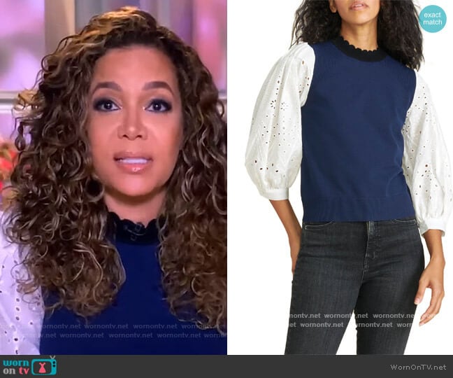 Roy Mix Media Sweater by Veronica Beard worn by Sunny Hostin on The View