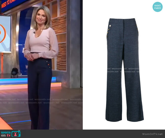 Tuli wide-leg Trousers by Veronica Beard worn by Amy Robach  on Good Morning America