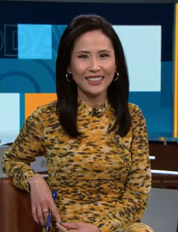 Vicky Nguyen's yellow printed ruffle dress on Today