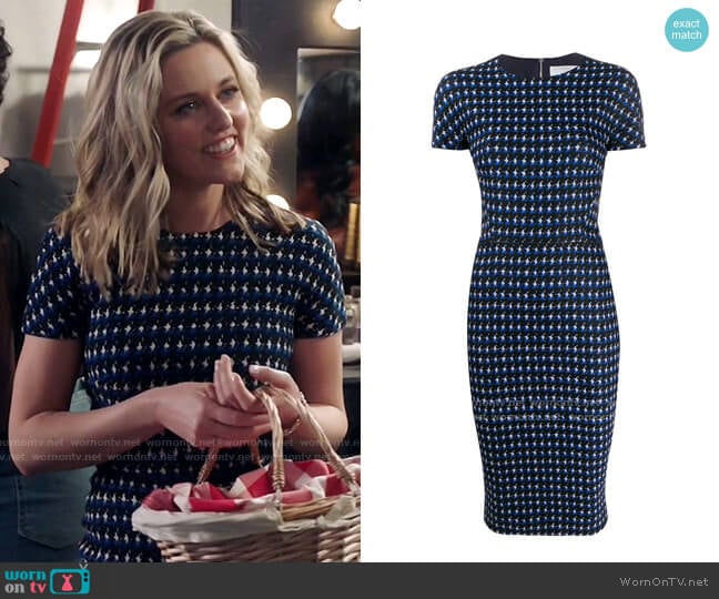 WornOnTV: Tami’s blue houndstooth sheath dress on Kenan | Taylor ...