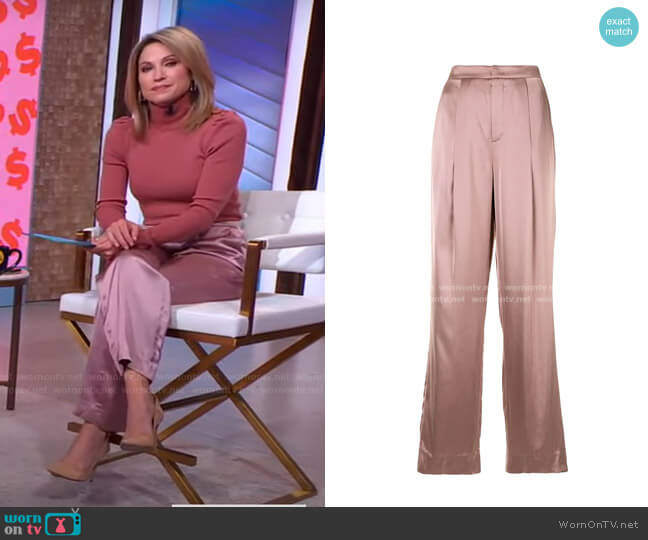 Liquid Shine Satin Trousers by Vince worn by Amy Robach  on Good Morning America