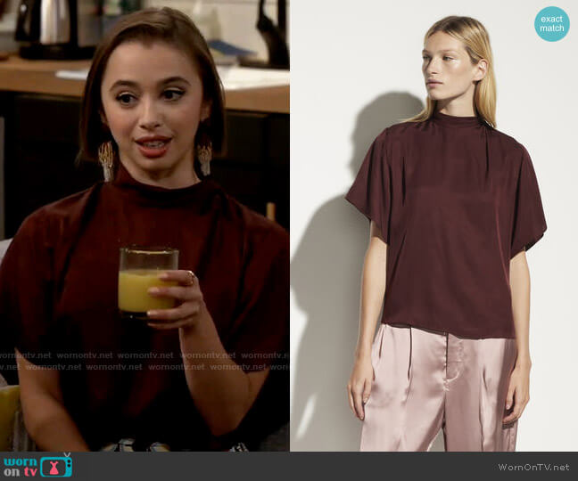 Vince Twist Neck Blouse worn by Celia (Emma Caymares) on Call Your Mother