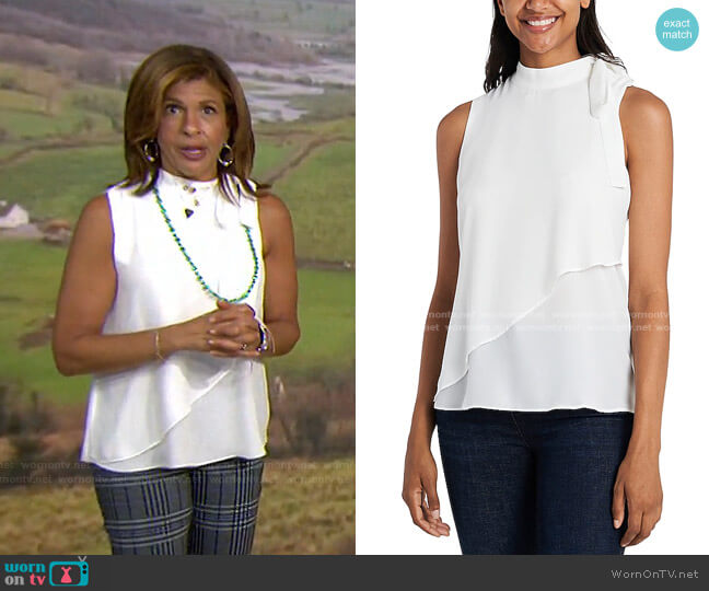 Asymmetrical overlay Tie Neck Top by Vince Camuto worn by Hoda Kotb on Today