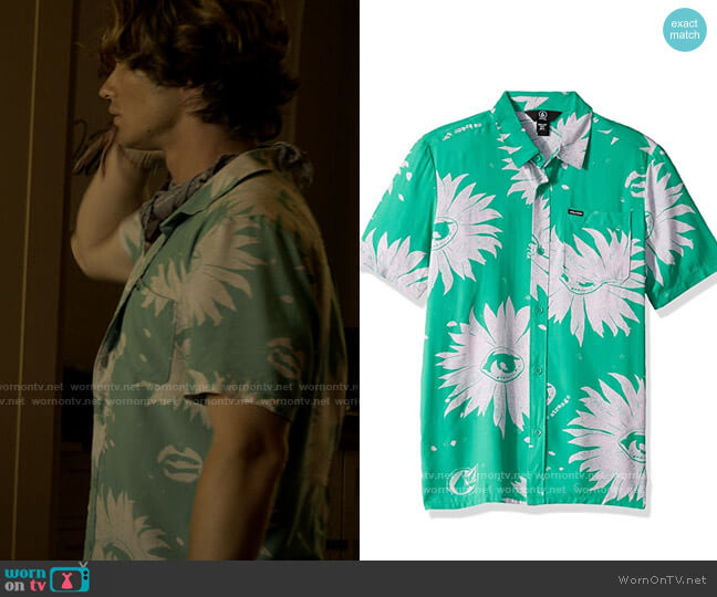 Volcom Mag Sketch Shirt in Wintergreen worn by John B (Chase Stokes) on Outer Banks