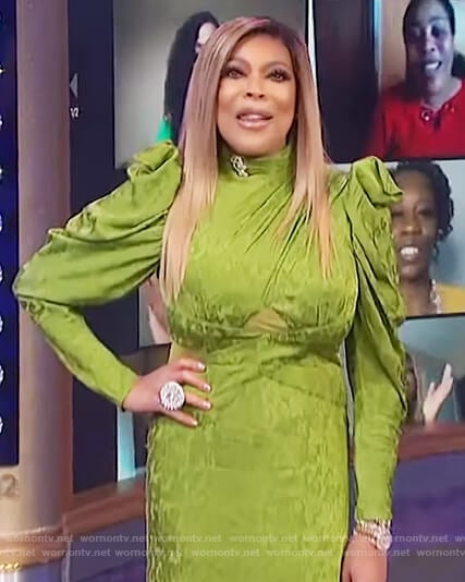 Wendy’s green puff sleeve dress on The Wendy Williams Show