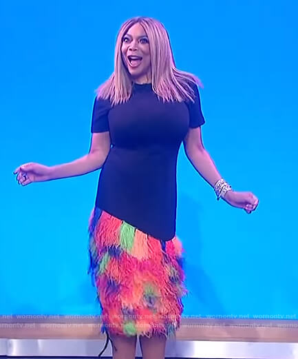 Wendy’s black dress with multicolored fringe on The Wendy Williams Show