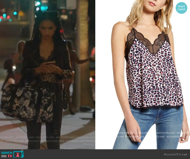 Christy Leopard Print Lace Trim Cami by Zadig and Voltaire worn by Olivia Baker (Samantha Logan) on All American