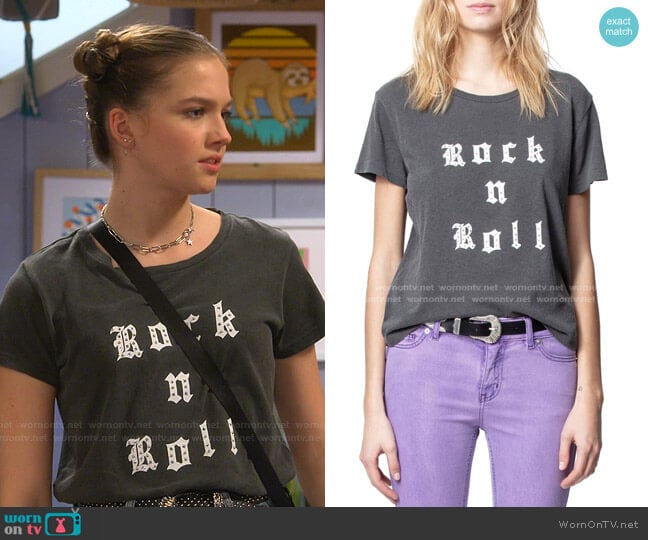 Alys Rock & Roll Graphic Tee by Zadig & Voltaire worn by Presley (Jayden Bartels) on Side Hustle