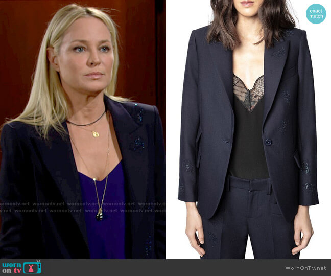 Zadig & Voltaire Venus Strass Blazer worn by Sharon Collins (Sharon Case) on The Young & the Restless
