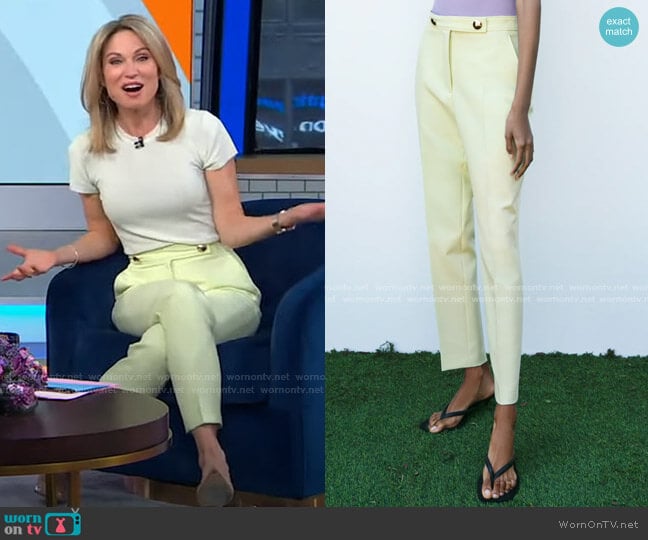 Buttoned Pants with Belt by Zara worn by Amy Robach on Good Morning America