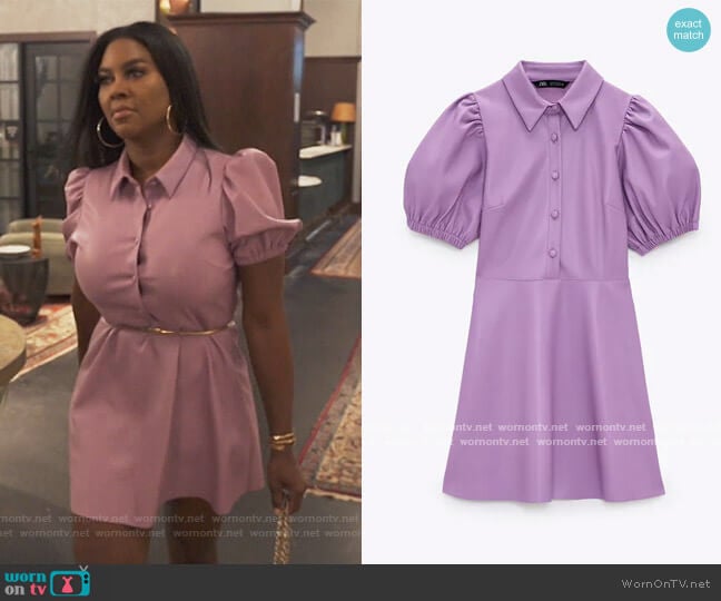 Faux Leather Mini Dress by Zara worn by Kenya Moore on The Real Housewives of Atlanta