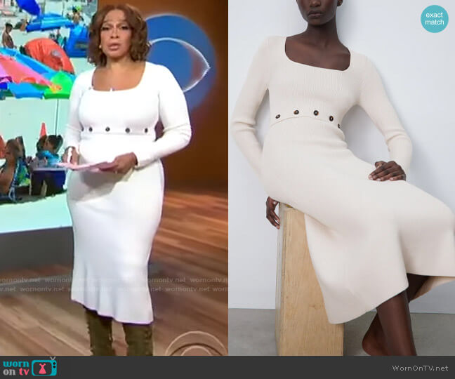 WornOnTV: Gayle King’s white square neck knit dress on CBS This Morning ...