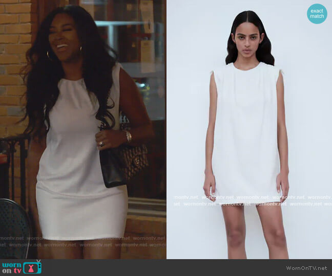 Flowy Dress with Shoulder Pads by Zara worn by Kenya Moore on The Real Housewives of Atlanta