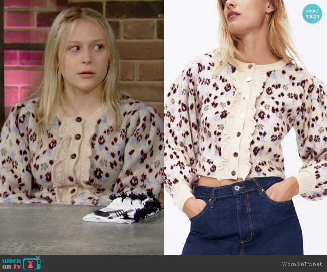 Zara Knit Jacquard Jacket worn by Faith Newman (Alyvia Alyn Lind) on The Young and the Restless