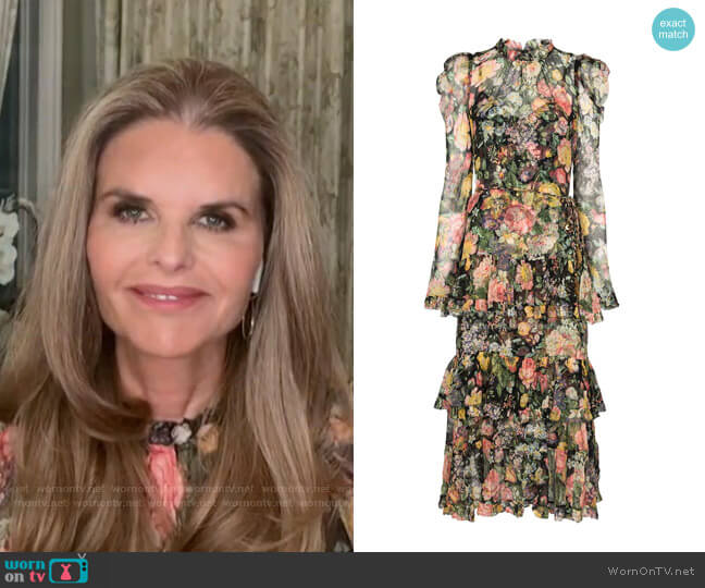 Ladybeetle Floral-Print Puff-Sleeve Dress by Zimmermann worn by Maria Shriver on Today