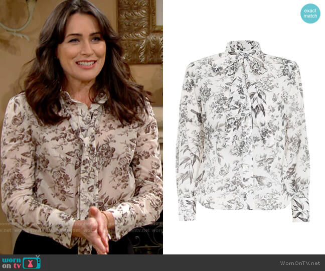 Zimmermann Cotton Voile Shirt worn by Quinn Fuller (Rena Sofer) on The Bold and the Beautiful