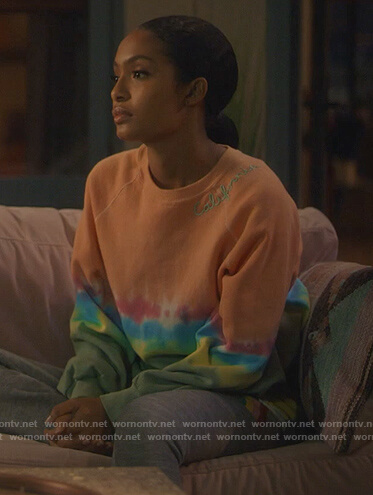 Zoey's pink tye dye sweater on Grown-ish