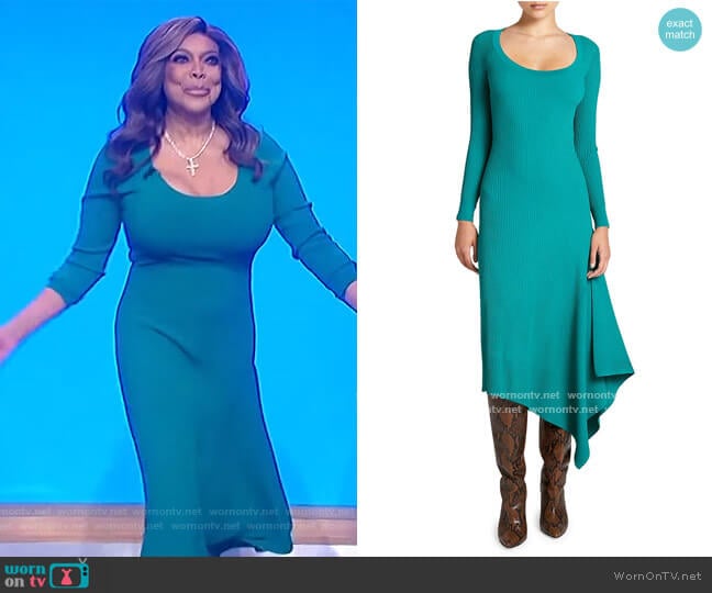 Olivia Scoopneck Knit Midi Dress by A.L.C. worn by Wendy Williams on The Wendy Williams Show