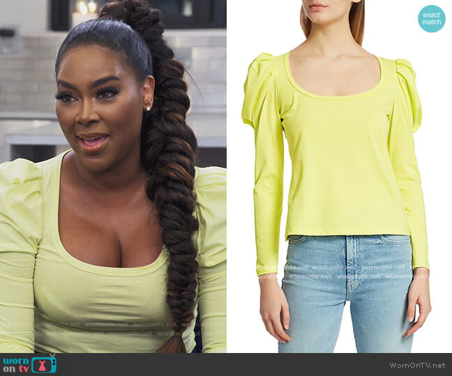 Sewell Puff-Sleeve T-Shirt by A.L.C. worn by Kenya Moore  on The Real Housewives of Atlanta