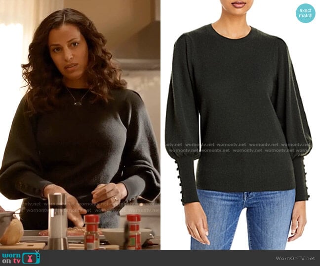 Cashmere Balloon Sleeve Sweater by Aqua Cashmere worn by Grace Stone (Athena Karkanis) on Manifest