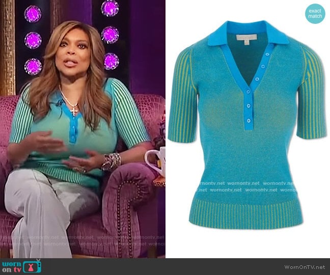 Plaited Polo Sweater by Aegean worn by Wendy Williams on The Wendy Williams Show