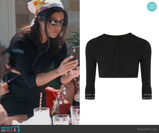 Cropped wool-blend cardigan by Alaia worn by Kourtney Kardashian on Keeping Up with the Kardashians