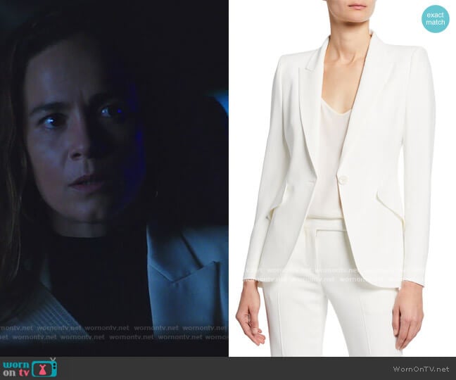 One-Button Jacket by Alexander McQueen worn by Teresa Mendoza (Alice Braga) on Queen of the South