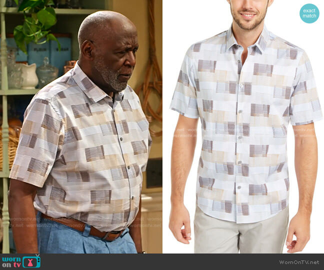 Geometric-Print Cotton Shirt by Alfani worn by Richard Roundtree on Family Reunion